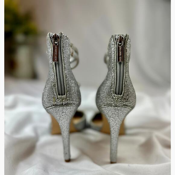 Gianni Bini Anyssah Strappy Jeweled Pumps Silver 6 - Picture 15 of 15